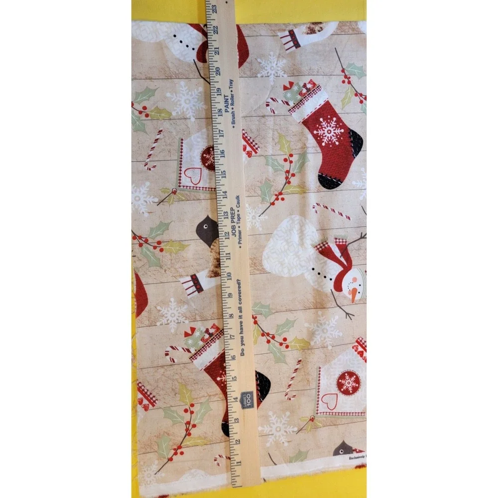 Winter Christmas Hancock Quilting Sewing Fabric Snowman Birdhouse Stocking 2 Yd